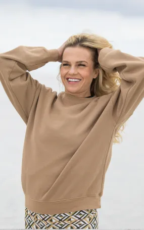 SOFT COTTON FRENCH TERRY SWEATSHIRT IN VINTAGE MOCHA