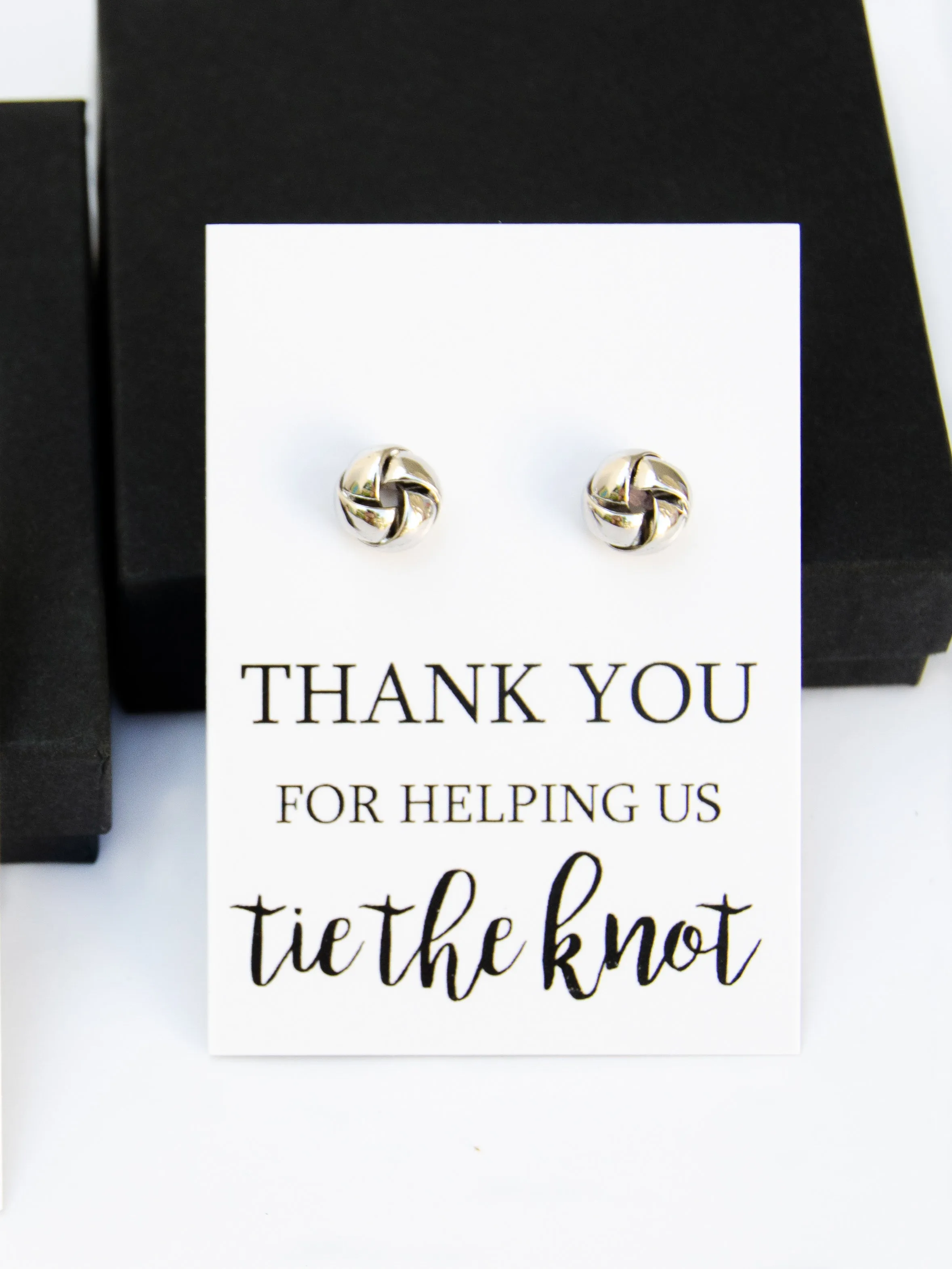 Thank You for Helping us Tie the Knot Silver Earrings