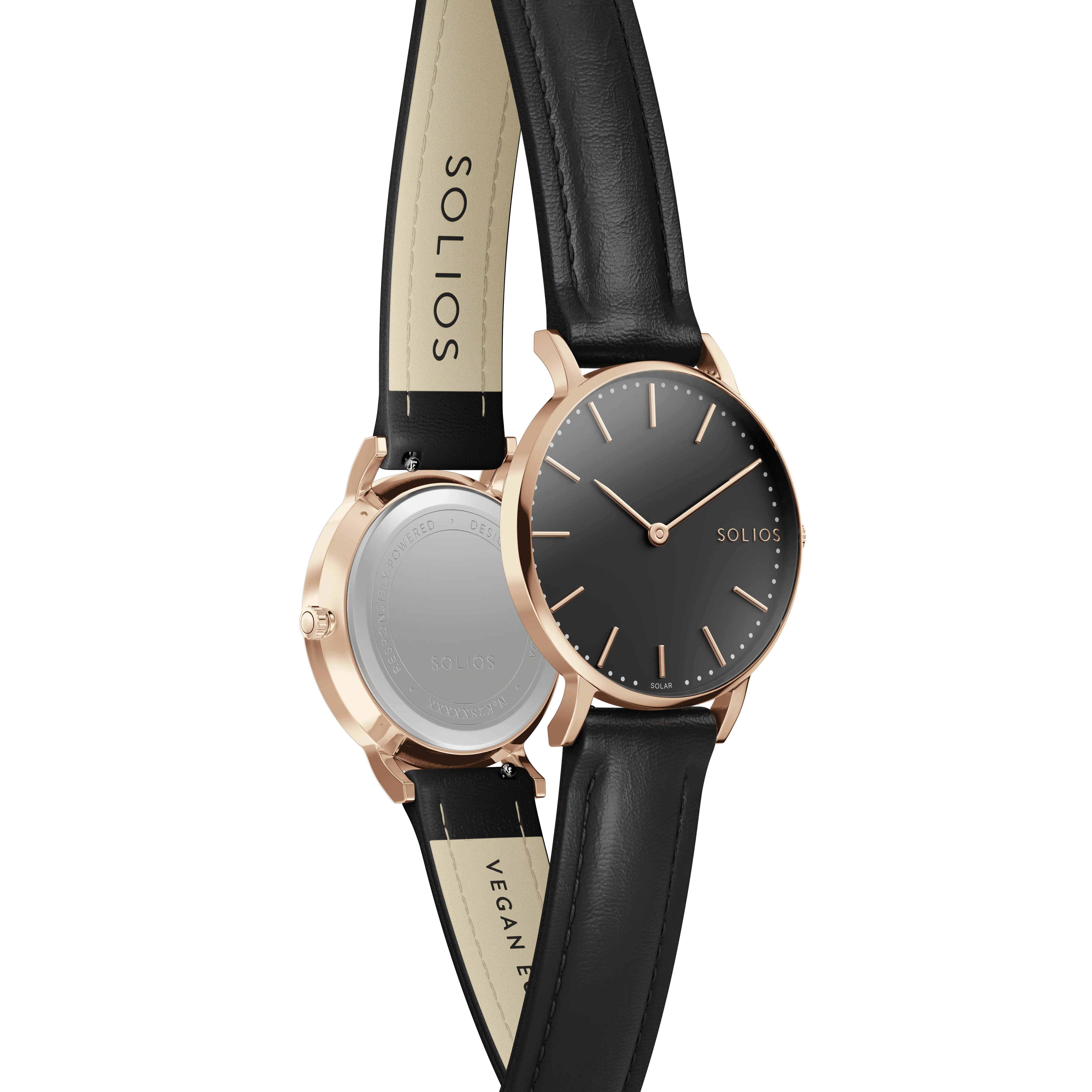 The Solar Classic | Black Dial - Rose Gold Case