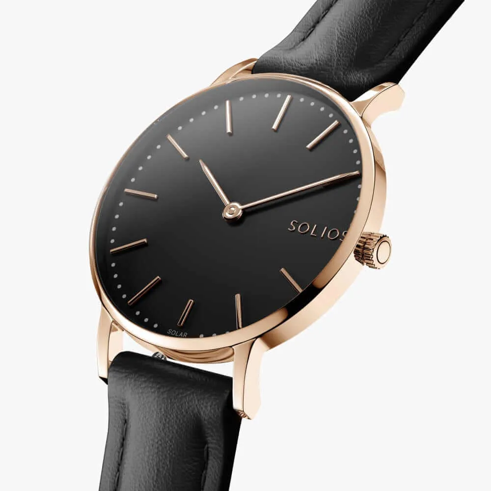 The Solar Classic | Black Dial - Rose Gold Case