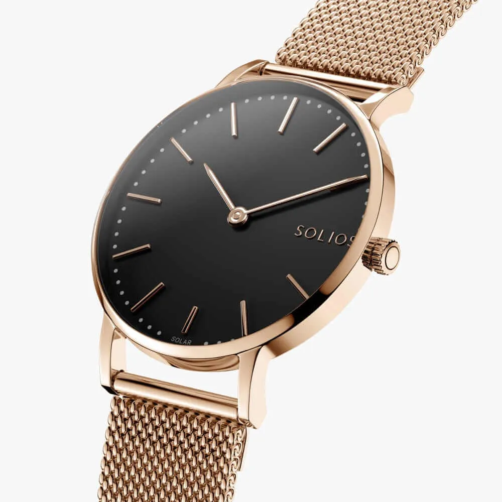 The Solar Classic | Black Dial - Rose Gold Case