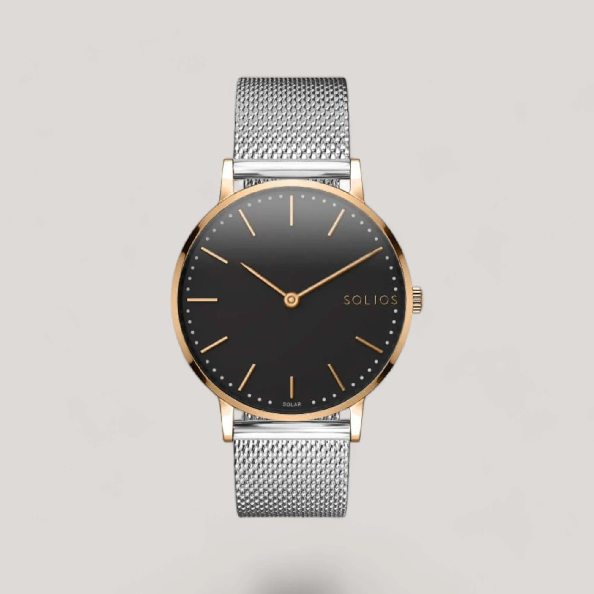 The Solar Classic | Black Dial - Rose Gold Case