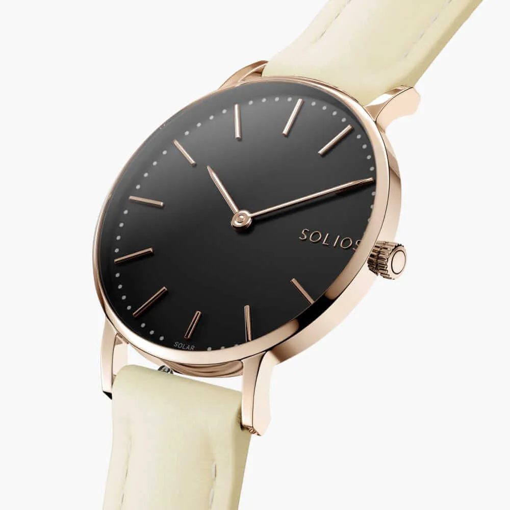 The Solar Classic | Black Dial - Rose Gold Case