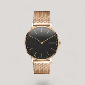 The Solar Classic | Black Dial - Rose Gold Case