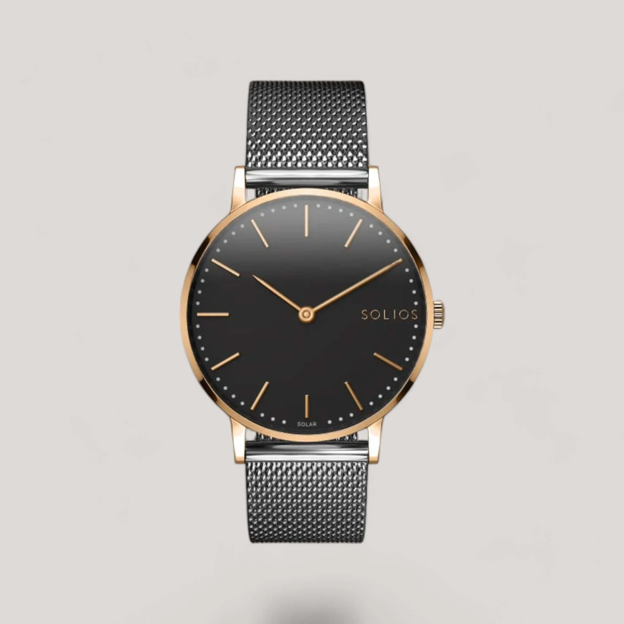 The Solar Classic | Black Dial - Rose Gold Case