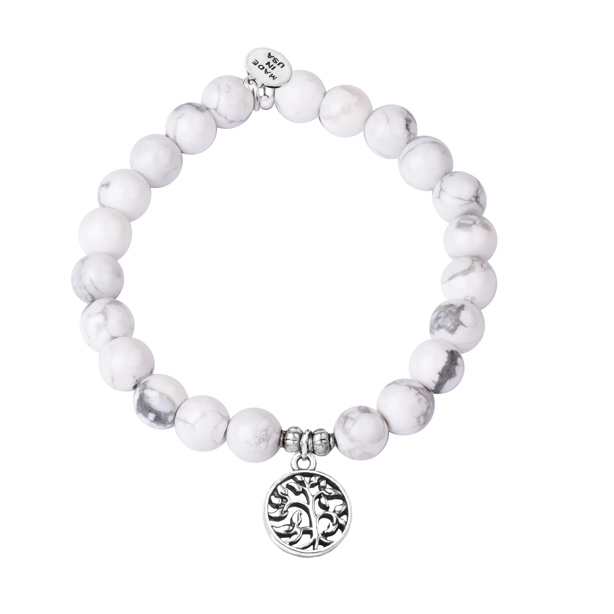 Tree of Life | Stone Beaded Charm Bracelet | Howlite