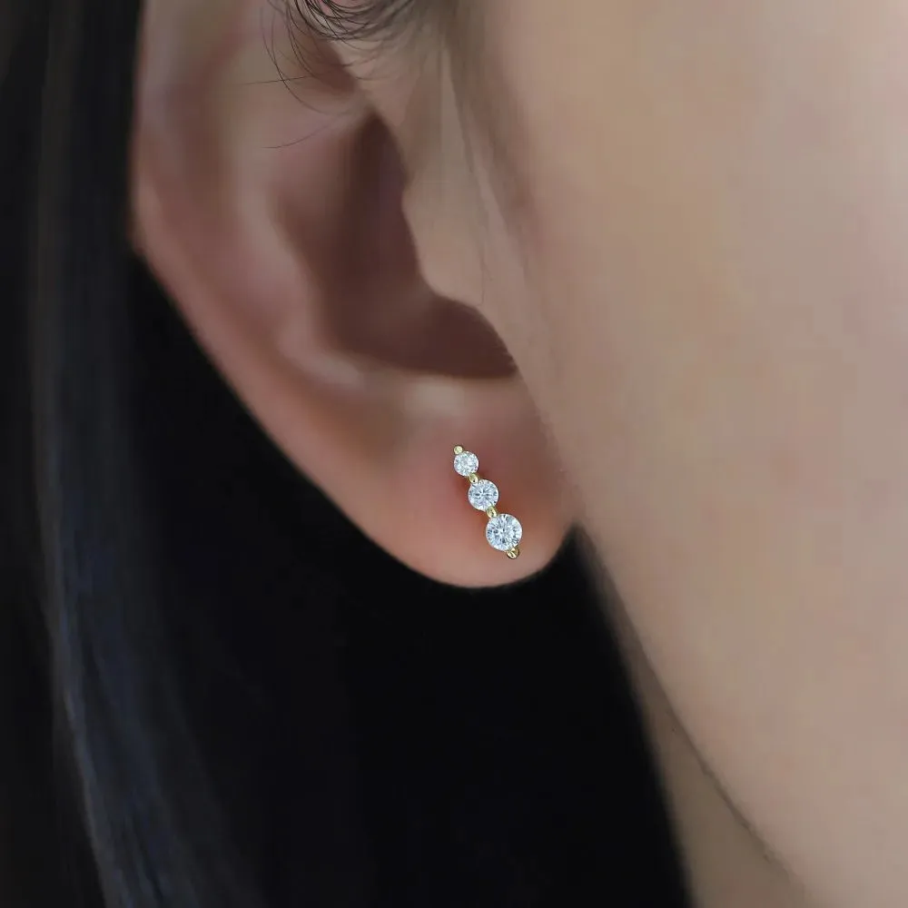 Trio Gratuated Diamond Stud Earrings