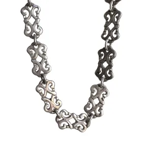 V I N T A G E // lace links / sterling silver fancy ornate filigree link necklace / 18.25, 25g