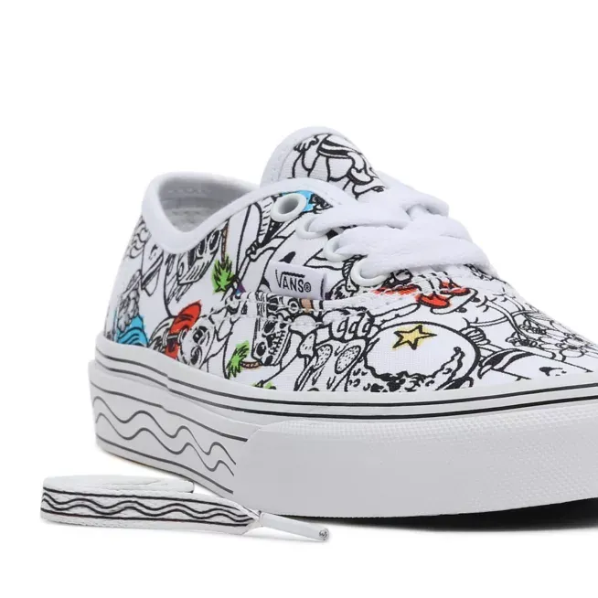 Vans Authentic children's sneakers shoe, canvas upper to be designed as desired VN0A3UIVARE DIY white