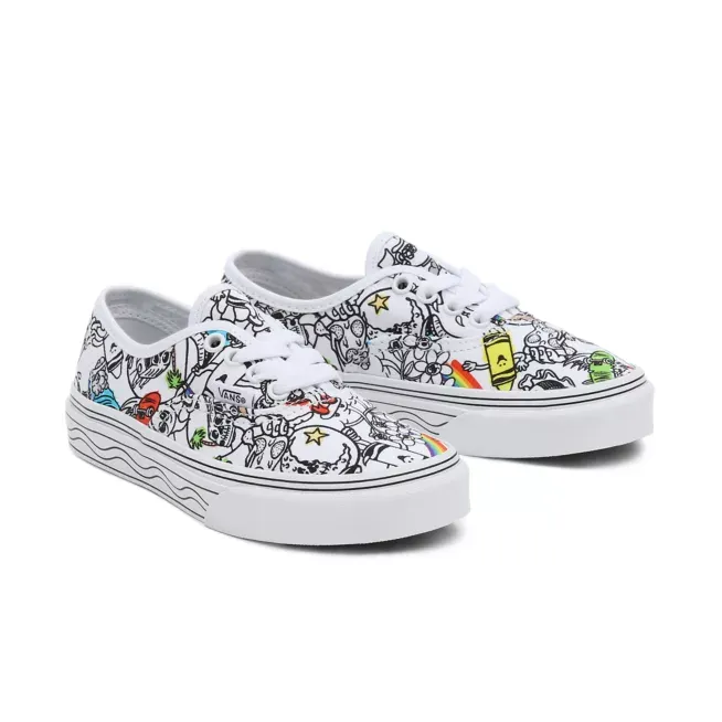 Vans Authentic children's sneakers shoe, canvas upper to be designed as desired VN0A3UIVARE DIY white