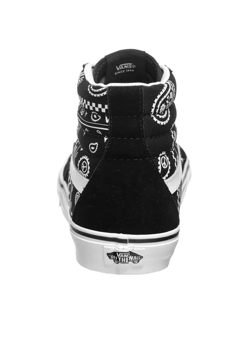 Vans women's sneakers shoe Sk8-Hi Peace Paisley VN0A5JMJB0E1 black white