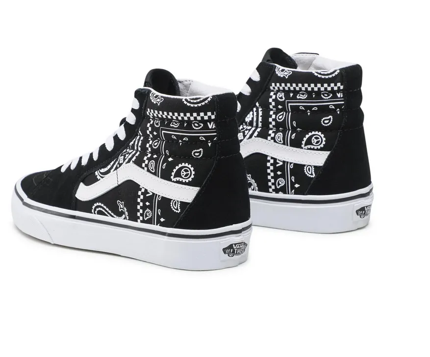 Vans women's sneakers shoe Sk8-Hi Peace Paisley VN0A5JMJB0E1 black white